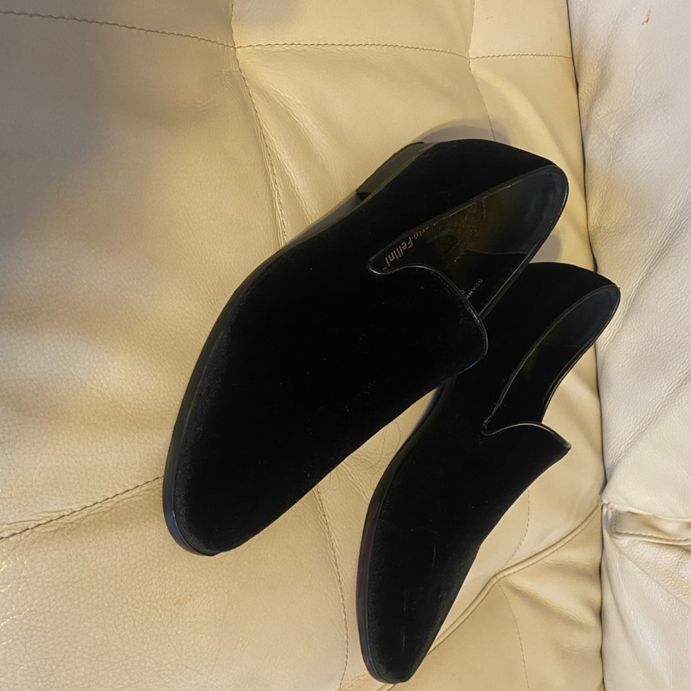Men black suede loafer dress shoe